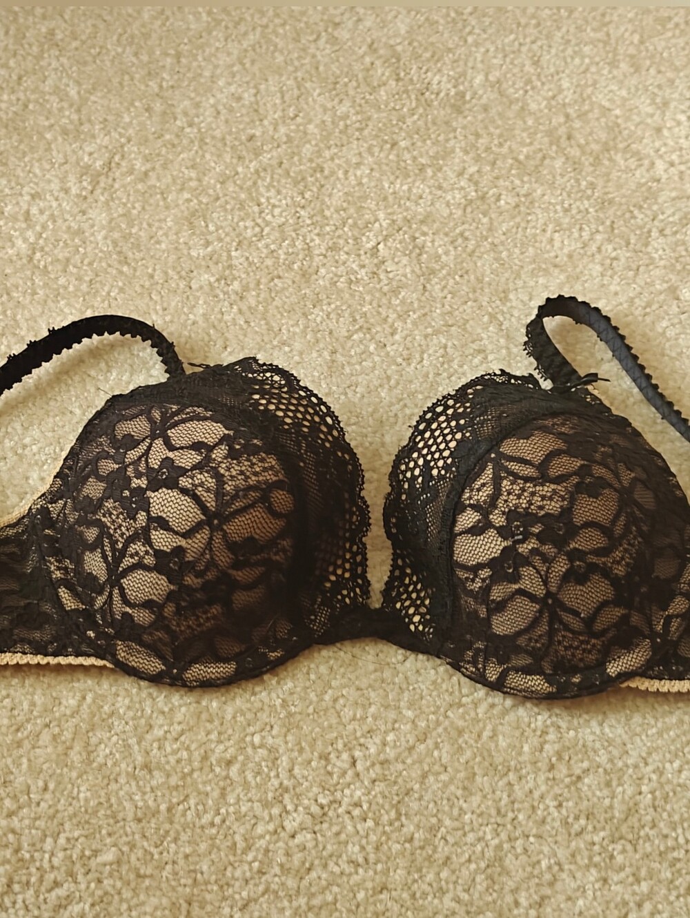 Aerie - Katie 32A Beige And Black Lace t-shirt bra - Picture 1 of 11